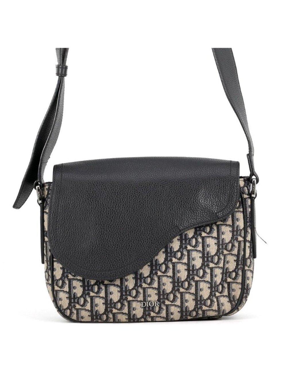 Dior Shoulder Bag Oblique Mini Saddle Black Trotter